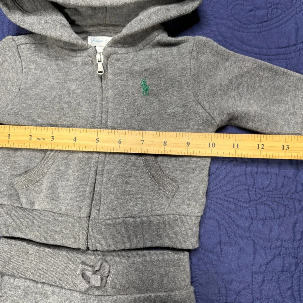Ralph Lauren Baby Boys Gray Fleece Hoodie and Joggers Tracksuit Set 3M